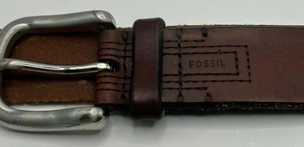 Fossil Men's Brown Genuine Leather Belt with Silver-Tone Buckle Size 80/32